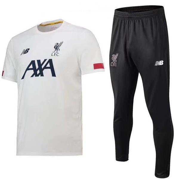 Camiseta de Entrenamiento Liverpool Conjunto Completo 2019 2020 Blanco Negro
